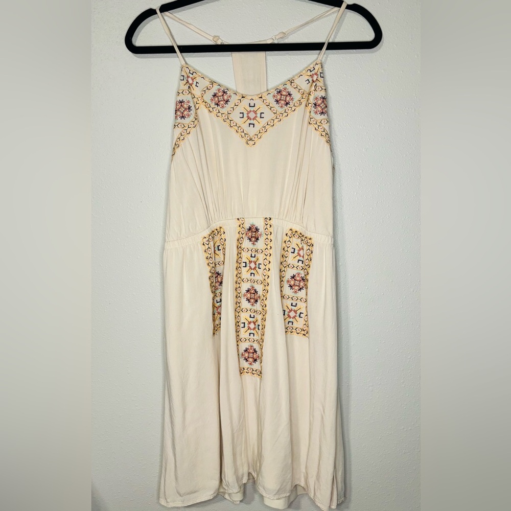 Forever 21 Cream Embroidered Mini Dress